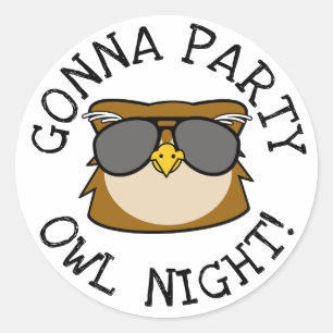 Adesivo Redondo Gonna Party Owl Night