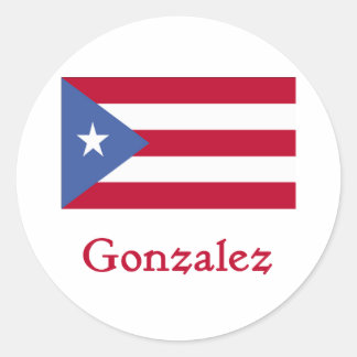 Adesivo Redondo Gonzalez Puerto Rican Flag