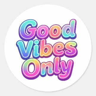 Adesivo Redondo Good Vibes Only Colorful Typography Gift Design