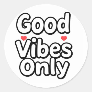 Adesivo Redondo Good Vibes Only Retro Aesthetic Sticker with Heart