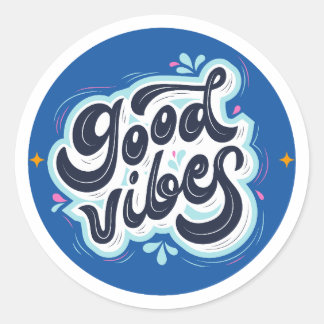 Adesivo Redondo Good Vibes Sticker – Positive Aesthetic Motivation