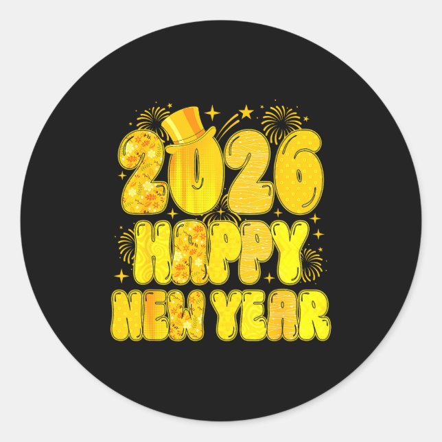 Adesivo Redondo Goodbye 2025 Happy New Year 2026 Women Girl Kids  (Frente)