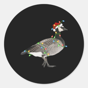 Adesivo Redondo Goose Bird Lover Xmas Santa Hat fica no Natal