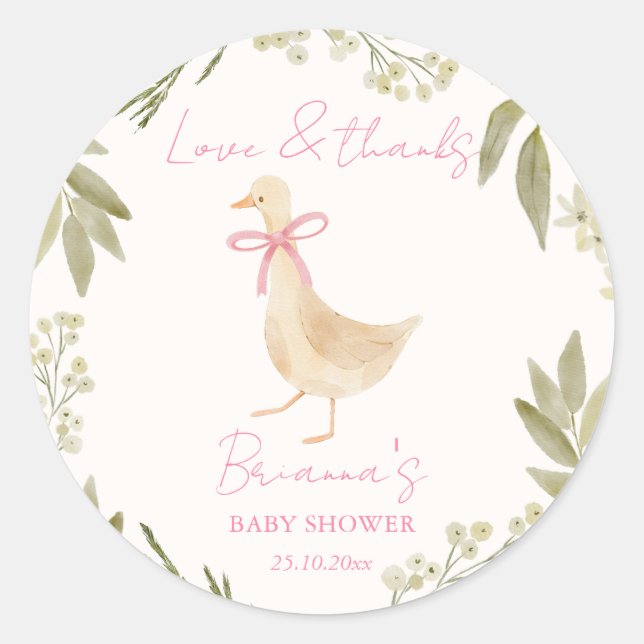 Adesivo Redondo Goose nursery rhymes baby shower favor (Frente)