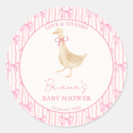 Adesivo Redondo Goose nursery rhymes baby shower pink personalized