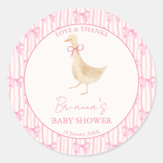 Adesivo Redondo Goose nursery rhymes baby shower pink personalized