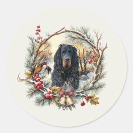 Adesivo Redondo Gordon Setter Christmas Joy – Seasonal Dog Art