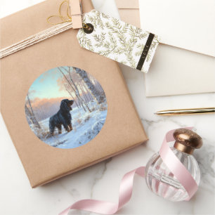 Adesivo Redondo Gordon Setter Deixe-O Neve Natal