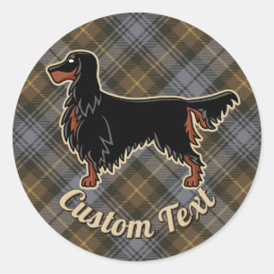 Adesivo Redondo Gordon Setter sobre Weathered Gordon Tartan
