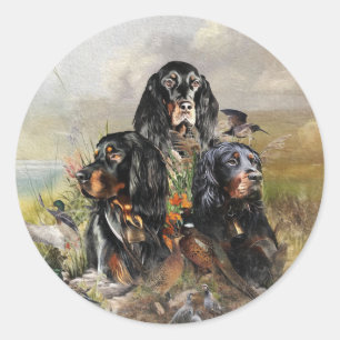 Adesivo Redondo Gordon Setters , Paixão por Aves , Arte