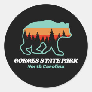 Adesivo Redondo Gorges State Park North Carolina Bear NC Retro