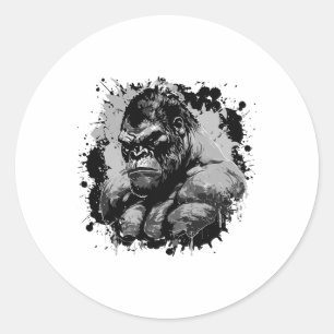 Adesivo Redondo Gorilla Beast Muscles Workout Bodybuilding Boxing