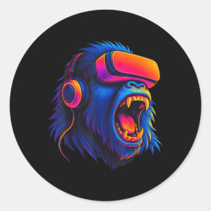 Adesivo Redondo Gorilla Birthday Boys Adultos Homens Mulheres Engr