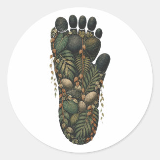 Adesivo Redondo Gorilla Botanical Footprint Nature Sticker