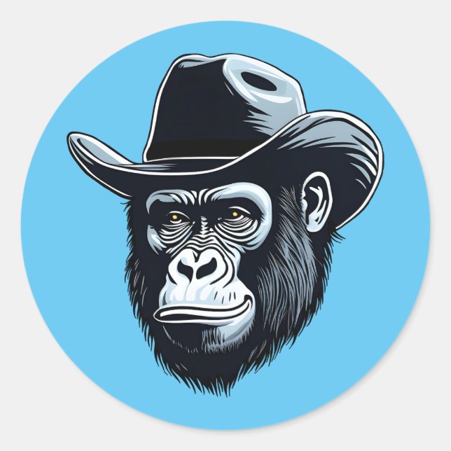 Adesivo Redondo Gorilla Cowboy (Frente)