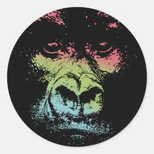 Adesivo Redondo Gorilla Face - Cor