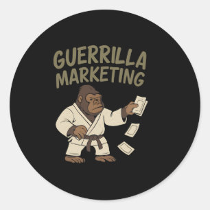 Adesivo Redondo Gorilla Karate Guerrilla Marketing Engraçado