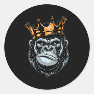 Adesivo Redondo Gorilla King Alpha Ape Wildlife O Rei
