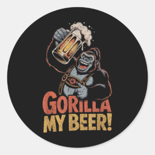 Adesivo Redondo Gorilla My Beny Engraçado Ape Caneca de cerveja Pa