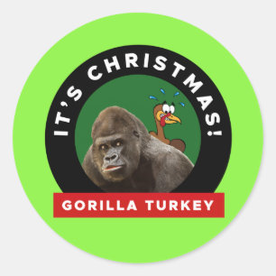 Adesivo Redondo Gorilla Turkey Christmas Pun