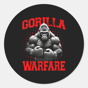 Adesivo Redondo Gorilla Warfare Ape Boxing Muscular Gorilla Boxer