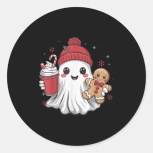 Adesivo Redondo Gorrito Fantasma Retro Natal Festa de Natal Xmas C