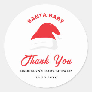 Adesivo Redondo Gorro de Natal de Baby Shower Bebê Festa de Gênero