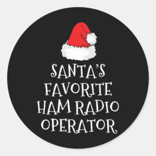 Adesivo Redondo Gorro de Natal do Operador de Rádio Amador Favorit