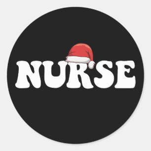 Adesivo Redondo Gorro de Papai Noel de Natal Enfermagem