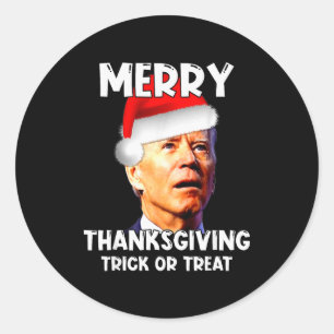 Adesivo Redondo Gorro de Papai Noel engraçado Joe Biden Feliz Dia