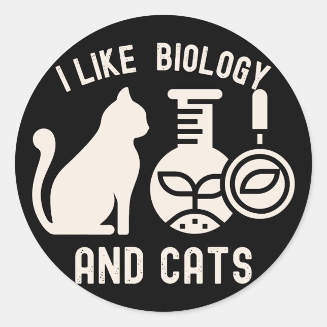 Adesivo Redondo Gosto de Biologia e Gatos, Biologia Major (Frente)