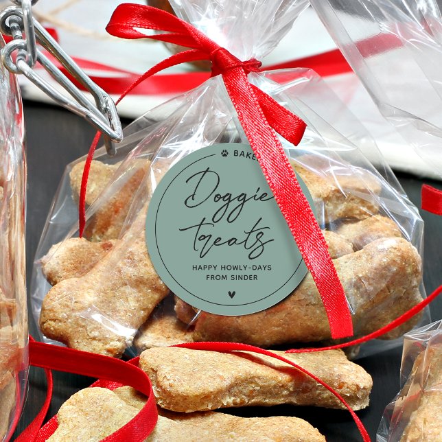 Adesivo Redondo Gostosuras Modernas Caseiras para Cachorro (Modern Homemade Doggie Treats Classic Round Sticker)