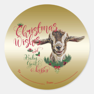 Adesivo Redondo GOTA   Desejo Natal Beijos De Cabra De Bebê