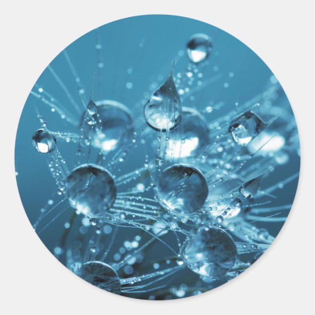 Adesivo Redondo Gotas de Água Azul (Frente)