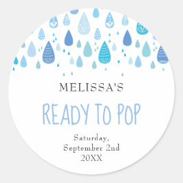 Adesivo Redondo Gotas de chuva azul bebê prontas para Pop
