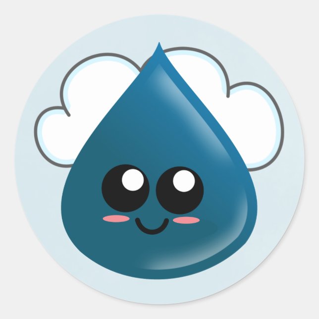 Adesivo Redondo Gotas de chuva, Gotas de rasgão, Gotas de água (Frente)