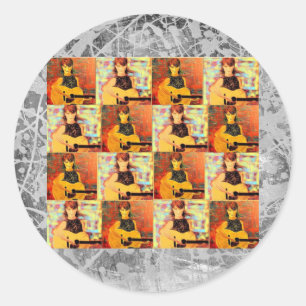 Adesivo Redondo gotejamento da prata da colagem da menina do