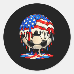 Adesivo Redondo Gotejamento de futebol bandeira americana purpurin