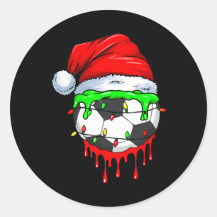 Adesivo Redondo Gotejamento de Futebol de Natal para Meninos Gotej