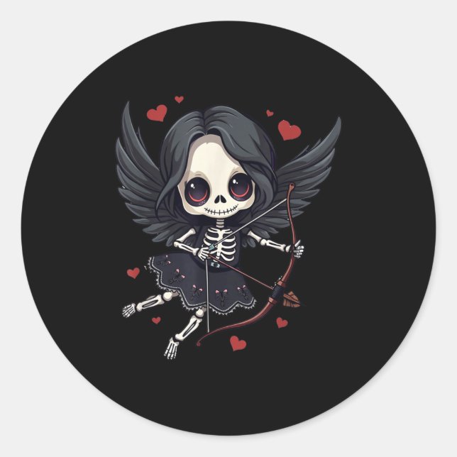 Adesivo Redondo Gothic Anime Skeleton Cud – Dark Valentine Kawaii  (Frente)
