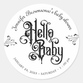 Adesivo Redondo Gothic Dark Hello Baby Shower