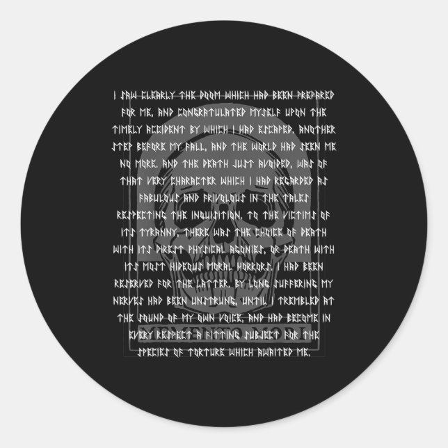 Adesivo Redondo Gothic Edgar Allan E Memento Mori Skull Halloween  (Frente)