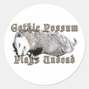 Adesivo Redondo Gothic Possum Joga Sem Morte