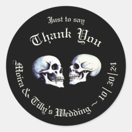 Adesivo Redondo Gothic Purple Dancing Skeletons Favor do Casamento