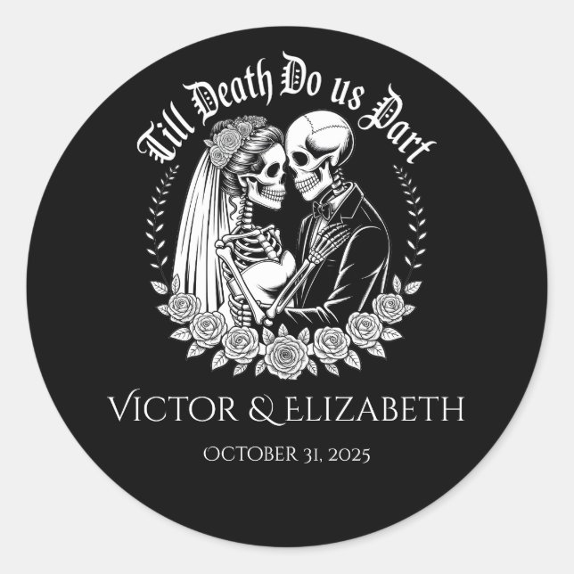 Adesivo Redondo Gothic Till Death Do Us Part Wedding (Frente)