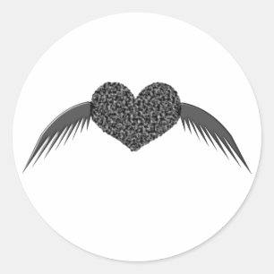 Adesivo Redondo Gótica Ama com Coração