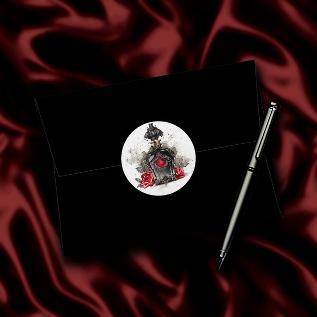 Adesivo Redondo Gótica Frasco de Perfume Vitoriano de Moda Vitoria (Criador carregado)