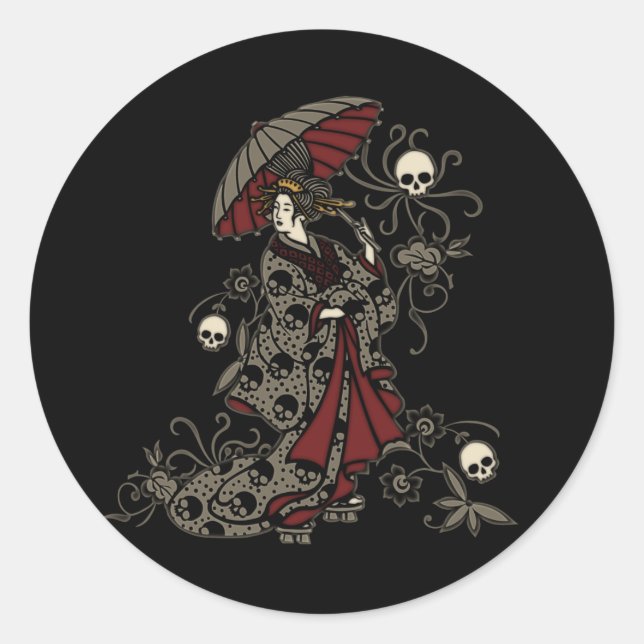 Adesivo Redondo Gótica Geisha (Frente)