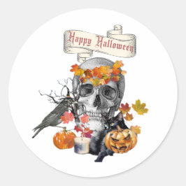 Adesivo Redondo Gótica Halloween Limpa
