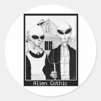 Adesivo Redondo Gótico Americano, Retratos de Alienígena, Aliens